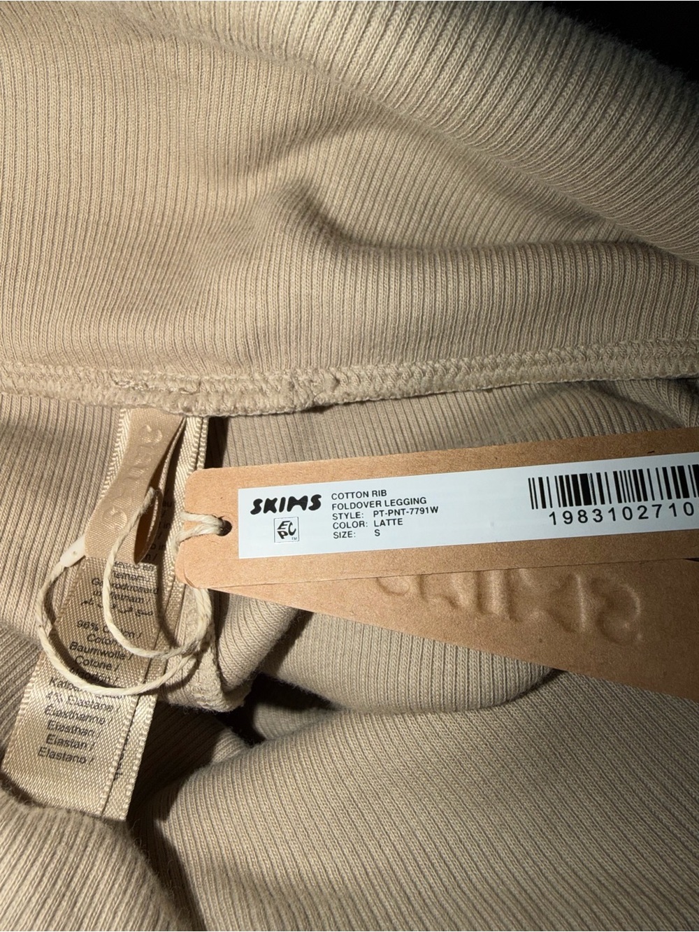 NWT SKIMS Cotton Rib Foldover Leggings